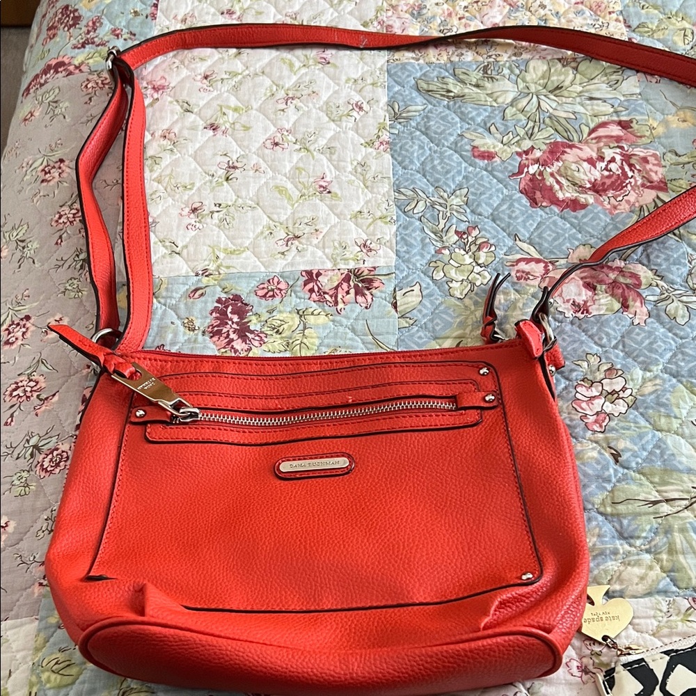Dana Buchman orange Leather Crossbody Bag